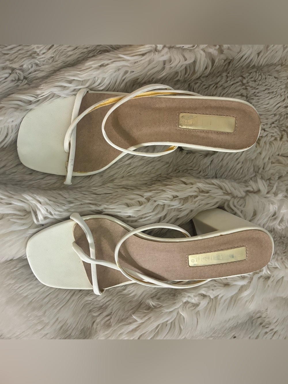 Billini White Strappy Block Heel Sandals